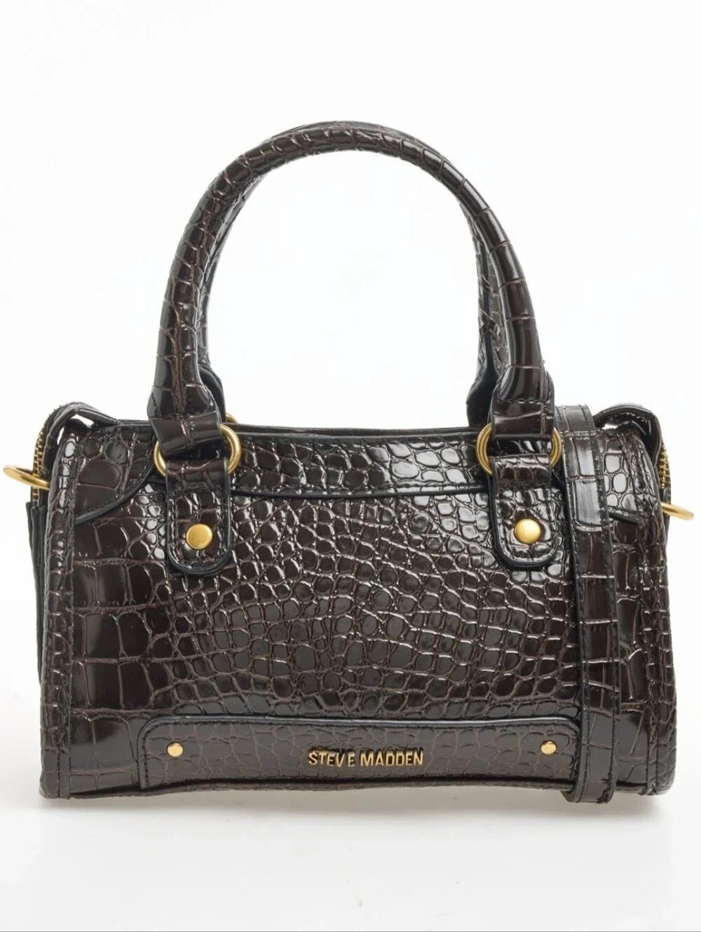 Steve Madden Dark Brown Croc Crossbody Handbag